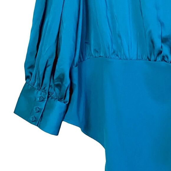 Sergio Hudson x Target Teal Crossover Satin Bodysuit Sz 2X - Picture 8 of 16